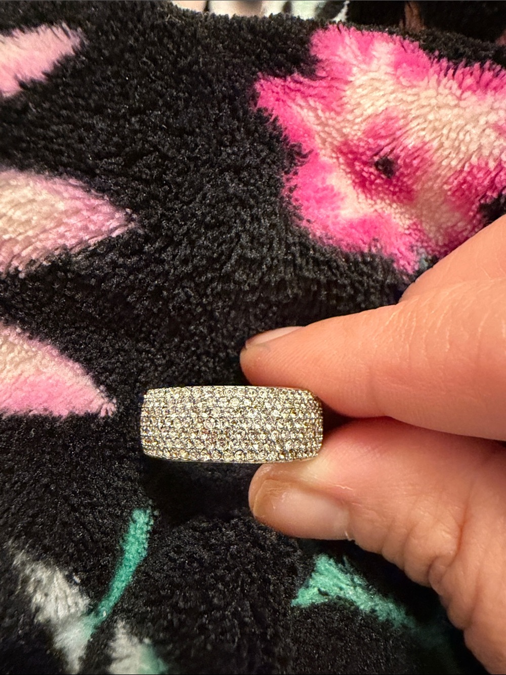Crystal Pavé Wide Band Ring - Silver Tone